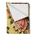 thumbnail image 2 of Rose Soft Flannel Fleece Throw Blanket, Old Fashioned Victorian Style Pattern Dramatic Color Bohemian Art Design, Cozy Plush for Indoor and Outdoor Use, 50" x 70", Cream Pink Green, by Ambesonne, 2 of 5