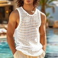 thumbnail image 2 of Men's Sleeveless Mesh Tank Top Hollow Out Fishnet Rave See Through Crochet Muscle Shirt Summer Beach Vacation Breathable Fitness Training Hipster Streetwear Top, 2 of 5