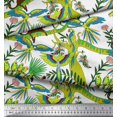 thumbnail image 3 of Soimoi Poly Georgette Fabric Branches,Parrot & Leopard Jungle Printed Fabric 1 Yard 42 Inch Wide, 3 of 3