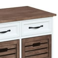 thumbnail image 2 of 39 Inch Modern Storage Bench, 3 Drawers, Bar Handles, Wood, White, Brown, 2 of 5