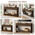 thumbnail image 5 of Aufeile Curved Console Table, 55" Farmhouse Entryway Table with 3 Drawers and Open Shelf, Sofa Table Behind Couch, Wooden Entry Table for Entrance, Living Room, Hallway, Walnut, 5 of 8