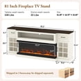 thumbnail image 3 of ChVans 3-Sided Glass 81" Fireplace TV Stand for TVs up to 90", Farmhouse Entertainment Center TV Console Table with 50" Electric Fireplace & LED Lights, TV Stand with Fireplace 3D, White, 3 of 9
