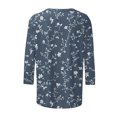thumbnail image 5 of SOOMLON Womens 3/4 Sleeve Shirts Petite Tunic Cotton Tops Dressy Casual Crew Neck Shirts Cute Flowers Graphic T Shirts 2025 Trendy Spring Summer Ladies Tops Loose Fit Basic Outfits Pullover Blue XL, 5 of 5