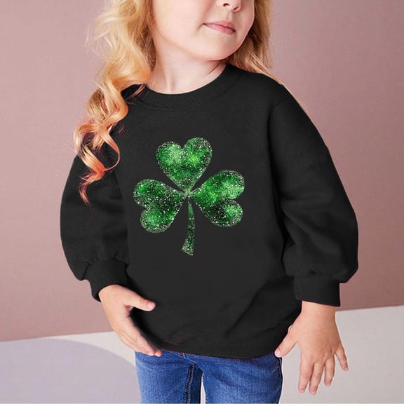 Oxodoi Boys St Patrick's Day Sweatshirt Toddler Girls Long Sleeve Printed Shirt Festival Top Green 2-9 Years