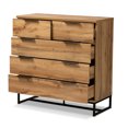 thumbnail image 3 of Baxton Studio Franklin Modern and Contemporary Oak Finished Wood and Black Finished Metal 5-Drawer Bedroom Chest, 3 of 9