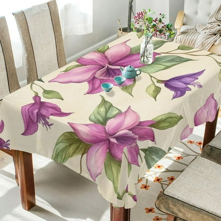 

WOBOGO A Pattern with Watercolor Fuchsia Orchids Square Tablecloth 54×54in Polyester Fabric Tablecloth Washable Dust Resistant Wrinkle Resistant