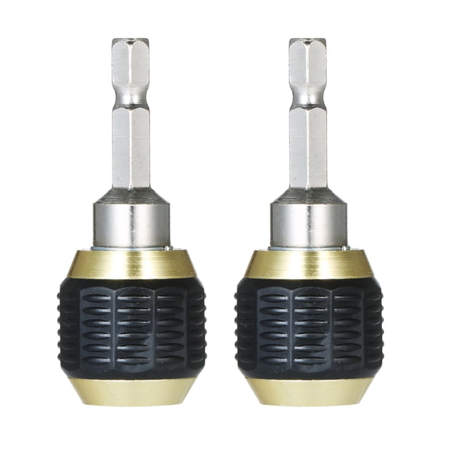 Yeacher 1/4 Hex Shank Quick Release Electric Drill Auto Lock Screwdriver Bit Holder 60mm Quick Change Shank Tool for Screws Nuts Drill Driver Bit Set and Handheld Driver 2 Pack