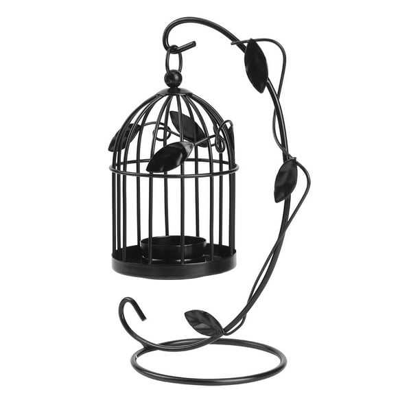 ZPSHYD Feuilles de Fer évider Cage Bougeoir, Cage Vintage Chandelier Suspendu Lanterne Fer Feuilles Cage Bougeoir pour Décoration de Maison(Le Noir)