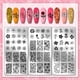 thumbnail image 3 of Juego de 3 placas para estampar uñas con flores y plantas, plantillas para decoración de uñas con motivos florales mixtos de rosas, placas de acero inoxidable con imágenes para uñas., 3 of 7