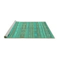 thumbnail image 2 of Ahgly Company Machine Washable Indoor Square Southwestern Turquoise Blue Country Area Rugs, 6' Square, 2 of 4