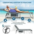 thumbnail image 4 of Tanning Chair with Face Hole, Adjustable Folding Chaise Lounge Chairs for Outside with Detachable Pillow & Pocket，Portable flat beach chairs for sunbathing, beach lawns camping (Deep Grey, Standard), 4 of 7