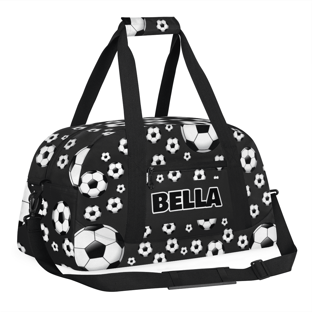 Herdesigns Personalized Soccer Gym Bag Sport Duffel Bag With Name, Custom Sport Bags Weekender Overnight Bags Carry On Weekender Bag Travel Bags, Black