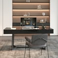 thumbnail image 3 of Computer Desk with 3 Drawers, 71 Inch Office Desk with Y-Shaped Metal Legs, Modern Simple Laptop Desk Study Writing Table for Living Room, Black, 3 of 9