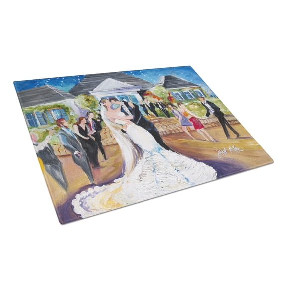 Our Wedding Day Glass Cutting Board Large
