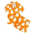 thumbnail image 5 of KPOPLK Girl's Halloween Pajamas Set Kids Girls Short Sleeve Button Down Shirt and Shorts Pjs 2Piece for 2-13Years,Size 6-7 Years, 5 of 5