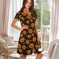 thumbnail image 2 of Yuyamidu Ghost Pumpkin Women's Sleepwear Nightgown Short Sleeve Button Down Sleepshirt Comfortable & Loose Fit Summer Night Dress Round Neck Wrinkle-Free Fabric Housecoat, 2 of 7