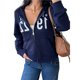 thumbnail image 2 of Sudadera con Capucha y Cremallera de Larga Estilo Preppy Informal para Mujer, Estilo Y2K, con Bolsillos. Azul Marino S, 2 of 9