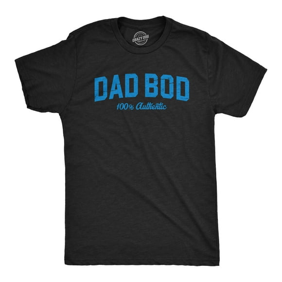 Mens Dad Bod 100 Percent Authentic T Shirt Funny Fathers Day Gift Out Of Shape Joke Tee for Guys (Heather Black - DADBOD) - L