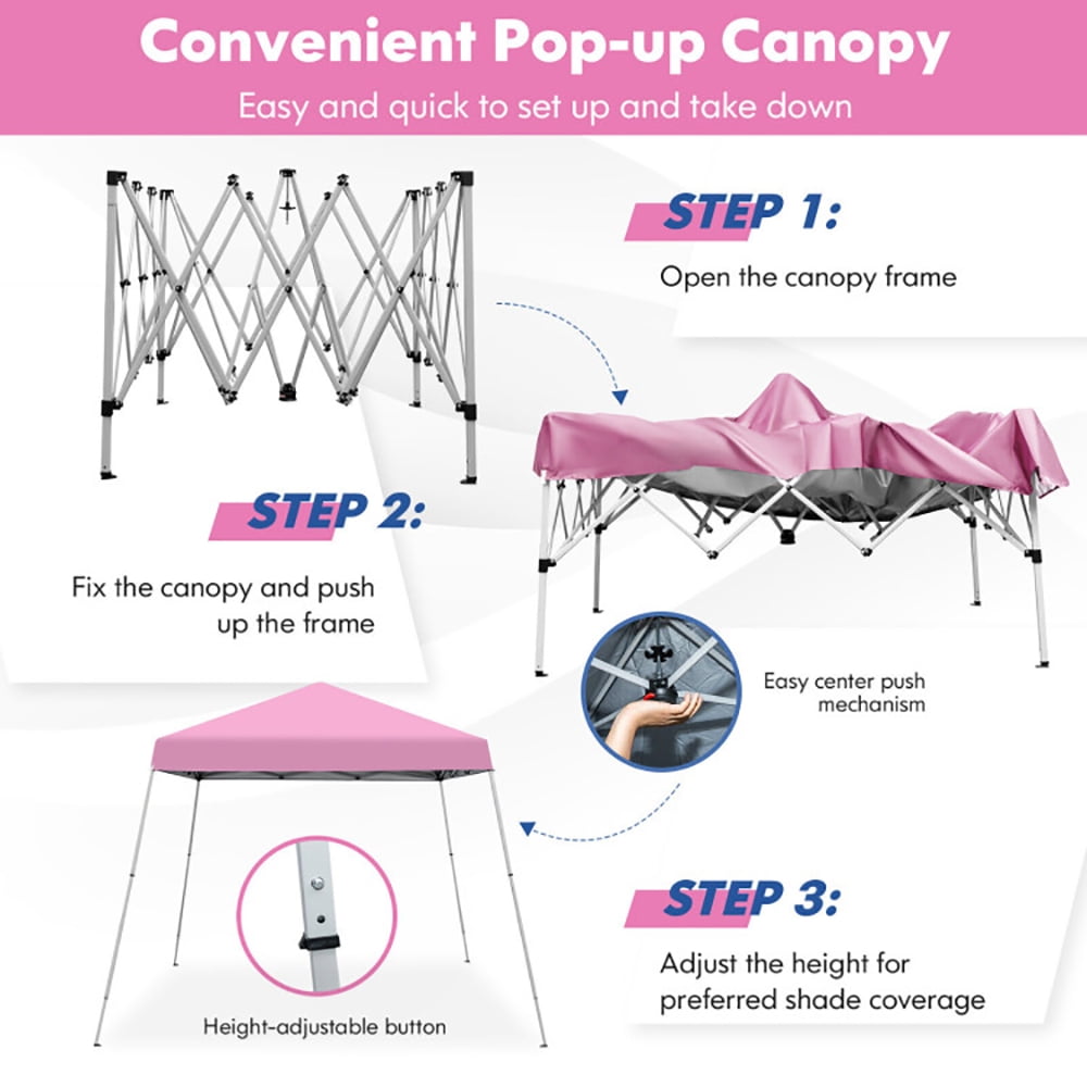 Aimee Lii 10 x 10 Feet Outdoor Instant Pop-up Canopy with Carrying Bag, Awnings for Patio Waterproof, Pink Aimee Lii 10 x 10 Feet Outdoor Instant Pop-up Canopy with Carrying Bag, Awnings for Patio Waterproof, Pink