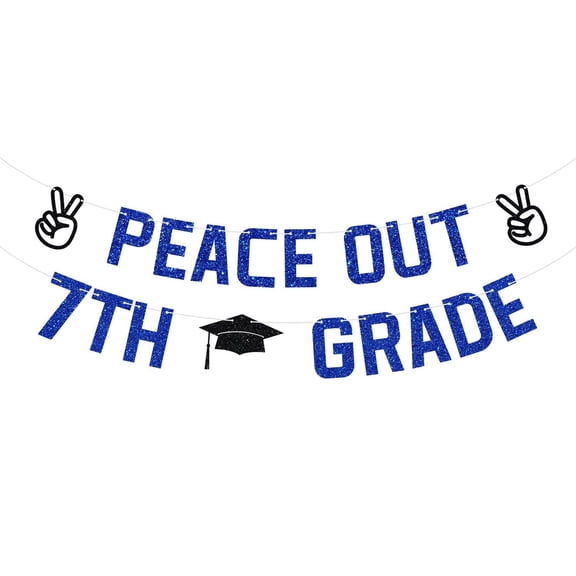Peace Out 7th Grade Banner, 7th Grade Level Complete, Class of 2024 Senior Graduation Party Decorations