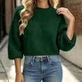 thumbnail image 2 of Edvintorg Pullover Sweaters for Women Crew Neck Casual Knit Sweater Long Sleeve Loose Top Womens Fashion Green M, 2 of 6