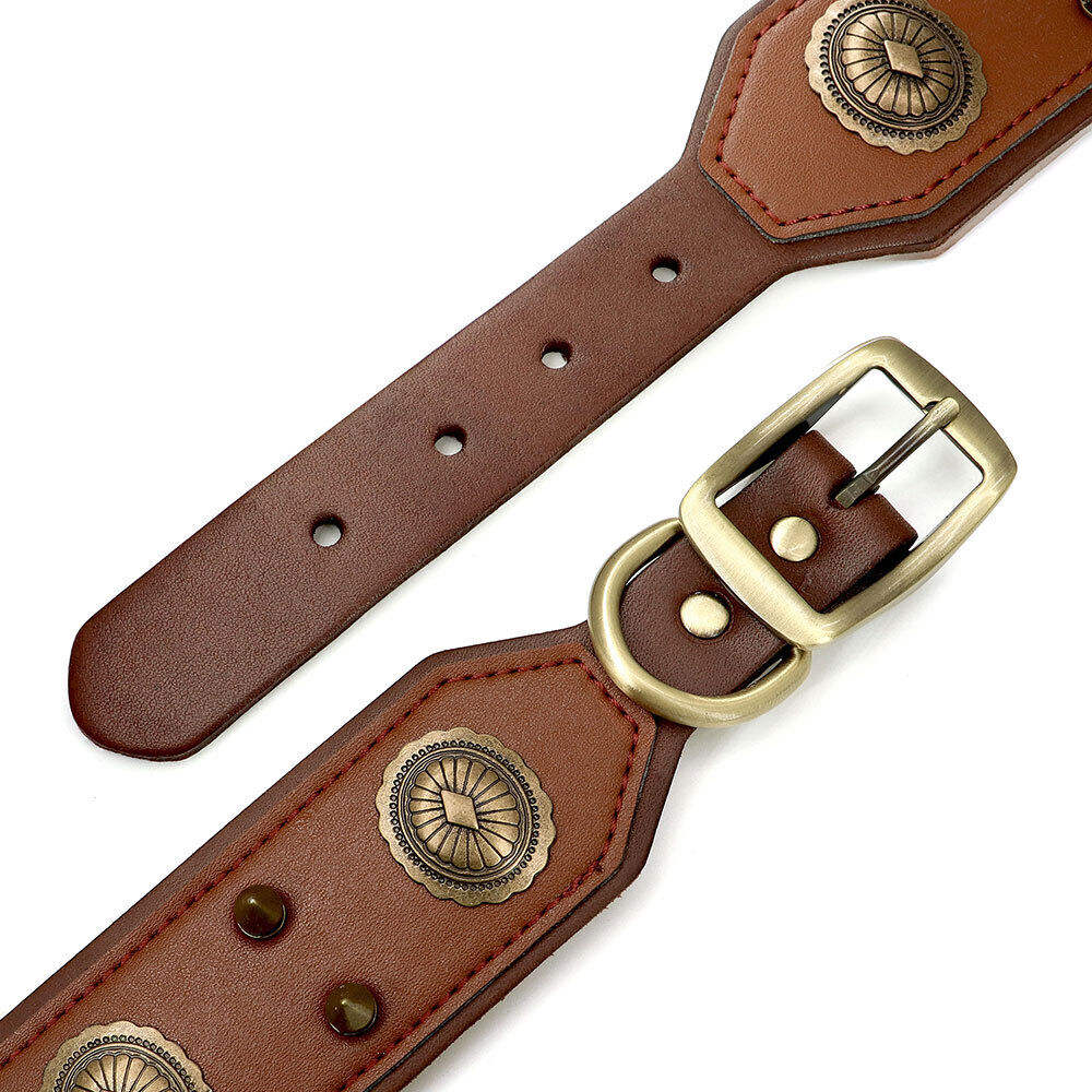 Didog 2" Wide Spiked Studded Genuine Leather Dog Collars Retro Heavy Duty for Medium Large Breeds