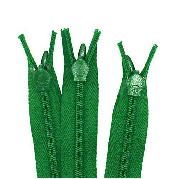 Invisible (Conceal) 9" Inches YKK Zippers - Hot Seasonal Colors for Clothes, Crafts & Sewing Projects - Made in The United States (12 Zippers Per Pack) (Jewel Green 876)
