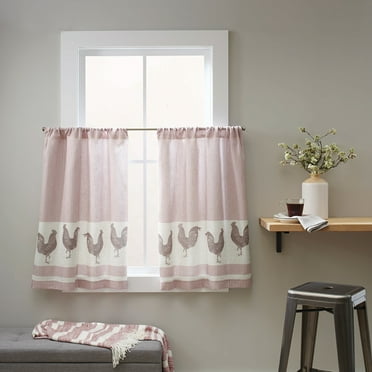 Better Homes & Gardens Curtain Tier, Rooster, Rose - Set of (2)