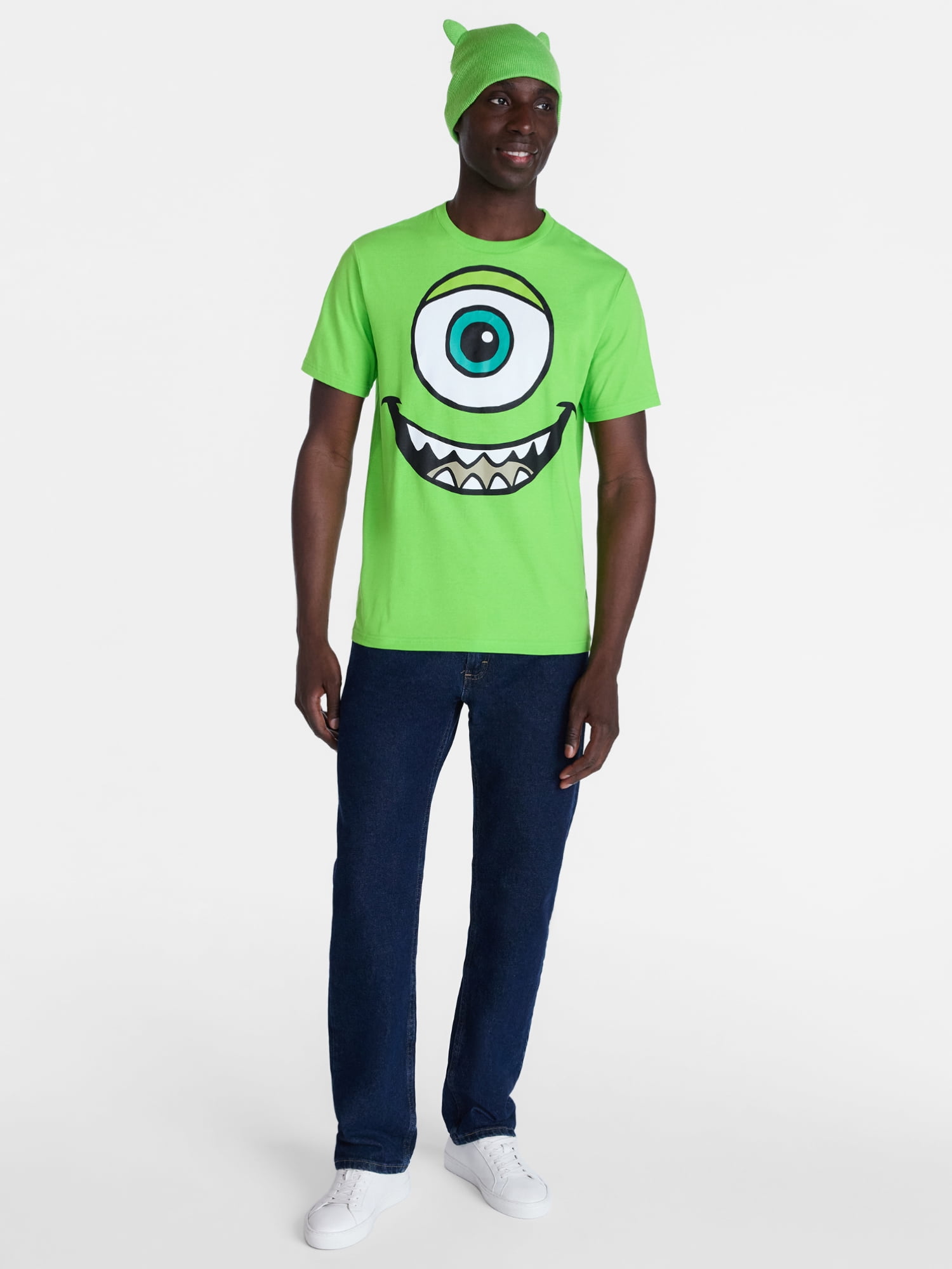 Monsters Inc. Men’s Mike Wazowski Cosplay Graphic Tee and Beanie Set, 2 Piece, Sizes XS-3XL