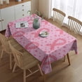 thumbnail image 2 of Pink Breast Cancer Ribbon Floral Pattern Rectangle Tablecloth 60"x84",Waterproof Polyester Rectangle Table Cloth, Wipeable Spillproof Polyester Tablecloth for Dining, Camping, Indoor and Outdoor, 2 of 5