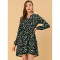 thumbnail image 3 of INSPIRE CHIC Robe Décontractée à Manches Longues et Col en V à Fleurs pour Femmes avec Taille Cintrée, 3 of 6