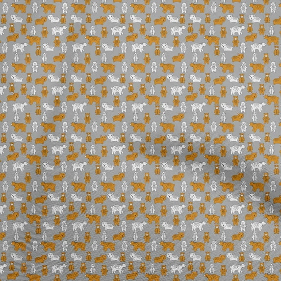 oneOone Viscose Chiffon Gray Fabric Animal Diy Clothing Quilting Fabric Print Fabric By Yard 42 Inch Wide
