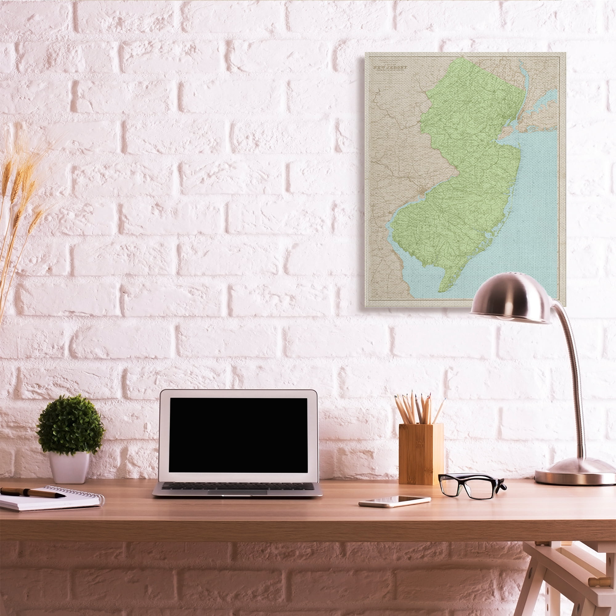 Stupell Industries Map Of New Jersey Classical State Border Canvas Wall Art, 30 x 40, Design by Daphne Polselli