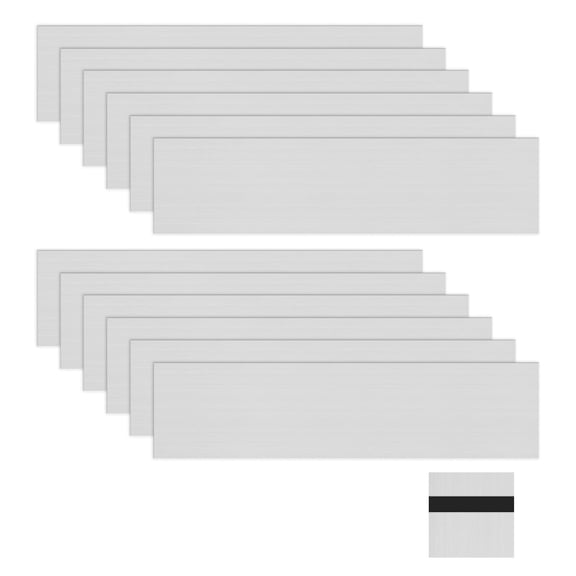 Uxcell 12-Pack Name Plate Engraving Blanks 1.3mm Thick 8x2 Inch Silver/Black