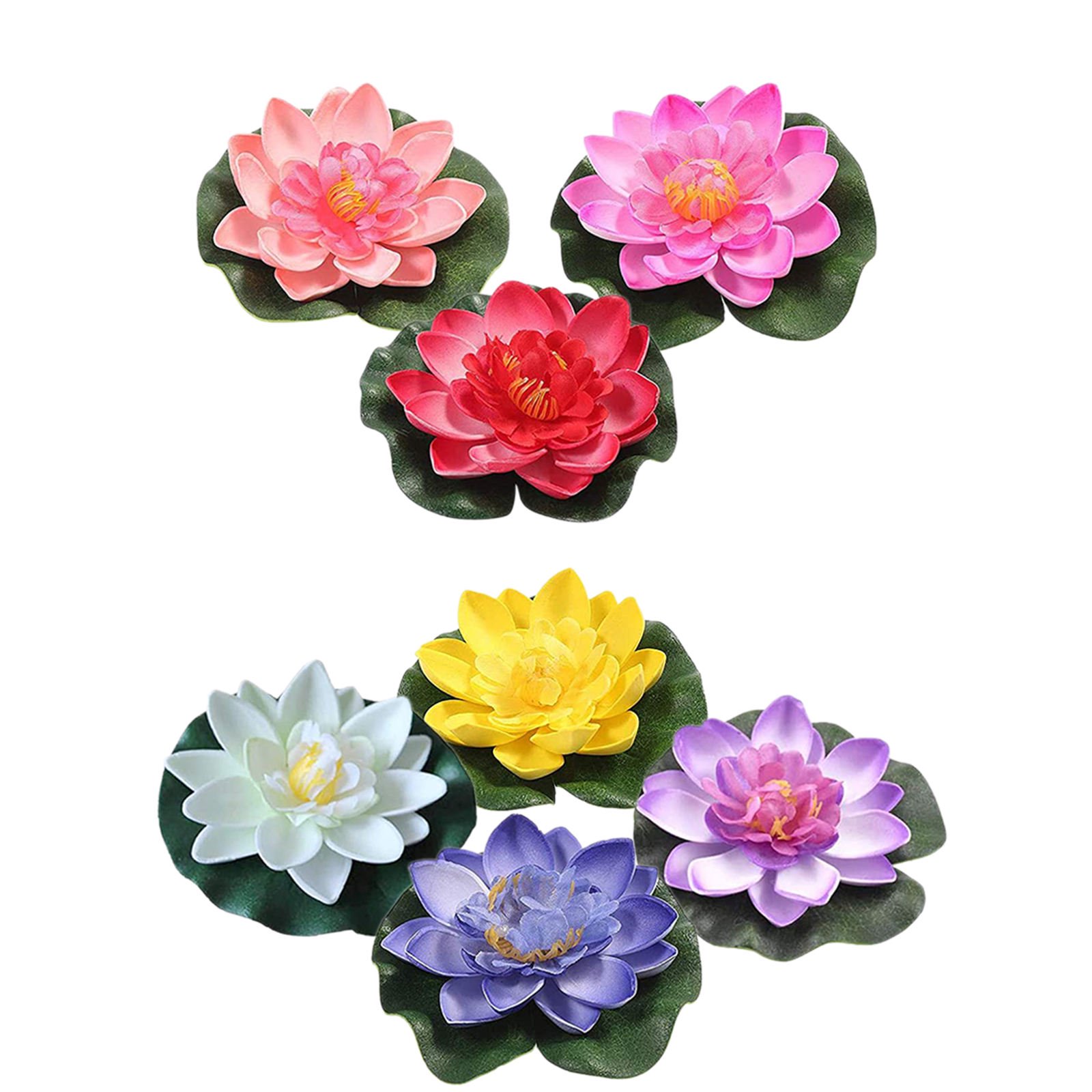 OUNONA 7-Piece Artificial Flower Set Realistic Plastic Floral Decorations for Home Pool Parties and Indoor Outdoor Decor