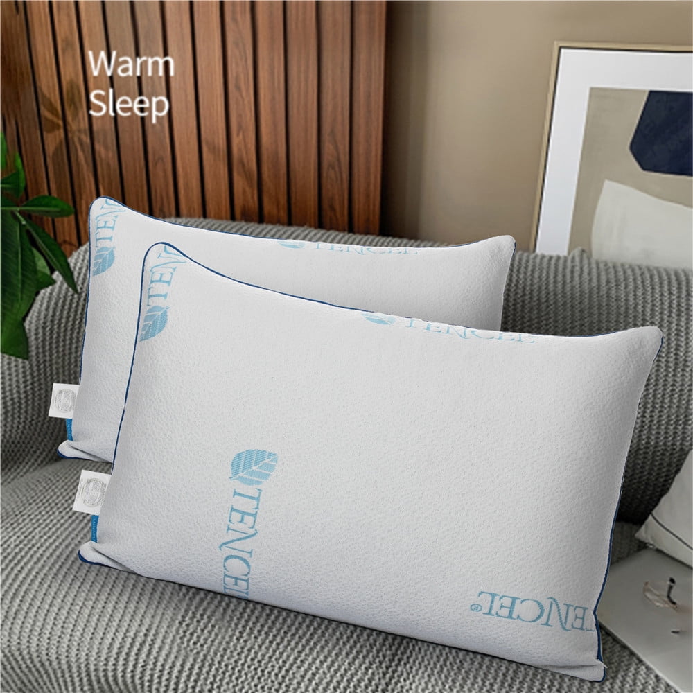 Kunpeng Shredded Memory Foam Pillows for Sleeping Set of 2 Tencel