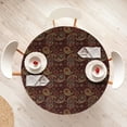 thumbnail image 4 of Ambesonne Paisley Fitted Round Tablecloth, Middle Eastern Tribual, 40"- 44" Diameter, Burgundy and Dark Mustard, 4 of 5