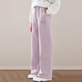 thumbnail image 2 of Xyant Girls Wide Leg Elastic High Waisted Pants Sweatpants Baggy Track Pants Trousers Casual Streetwear Size 3-14T (Purple,9-10 Years), 2 of 7