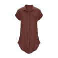 thumbnail image 5 of snilers Summer Dresses for Women Button Down Short Sleeve T Shirt Dress Textured Casual Lapel Mini Beach Dress with Pocket S-2XL, 5 of 7