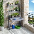thumbnail image 3 of Costway Ladder Shelf Desk Bookcase w/Countertop, Drawer & 2 Shelves Bookshelf Grey, 3 of 10