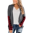 thumbnail image 2 of Uhndy Winter Jackets Coats for Women, Women Ladies Plaid Print V-neck Cardigan Long Sleeve Coat Outerwear Christmas Gifts for Women, 2 of 6