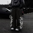 thumbnail image 7 of felwors Women's Y2k Baggy Sweatpants Wide Leg Graphic Grunge Goth 2000s Emo Pants Streetwear with Pockets Black L, 7 of 7