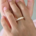 thumbnail image 4 of Emerald Promise Ring 14K Vermeil Yellow Gold Diamond Ring Wedding Band Eternity Stackable Moissanite Ring Gift For Her, 4 of 5