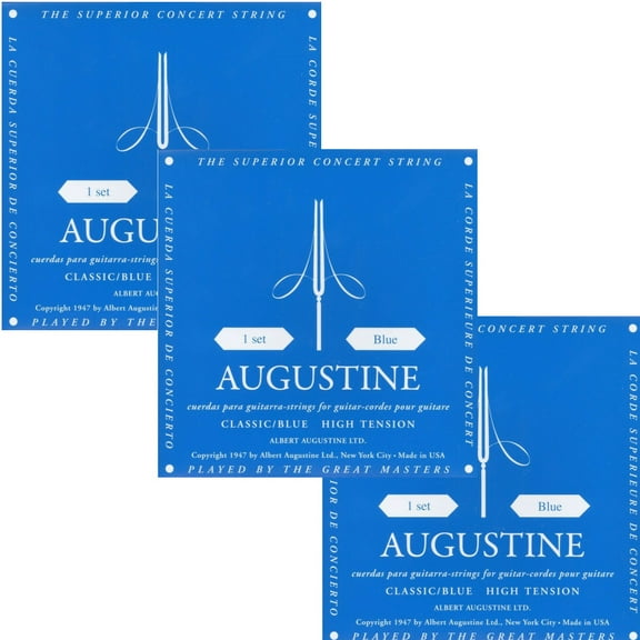 Augustine Guitar Strings 3- Pack Classsical Classic Blue High Tension 525A