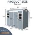 thumbnail image 2 of 4x8 FT Outdoor Storage Shed, Resin Garden Tool Shed with 2 Windows and Floor, Plastic Tool Storage Shed for Patio Furniture, Backyard Garden Patio Lawn, Grey, 2 of 6