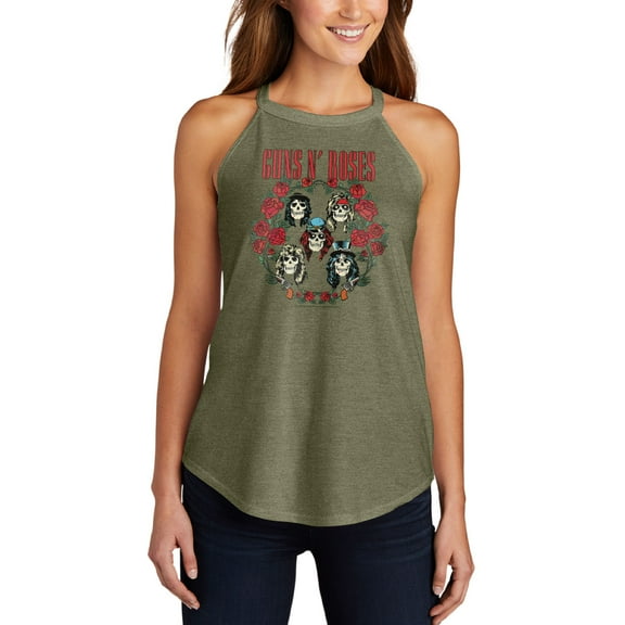 Guns N' Roses - Rose Frame - Juniors High Neck Tank Top
