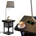 thumbnail image 1 of Brightech Madison Table de Chevet avec Lampe et Station de Charge, Noir, 1 of 10