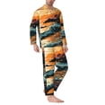 thumbnail image 2 of Lsque Serene Ocean Sunset Pattern Long Sleeve Pajama Set for Men - Soft 2-Piece Sleepwear and Loungewear Set with Pockets, Comfy Nightwear-Large, 2 of 7