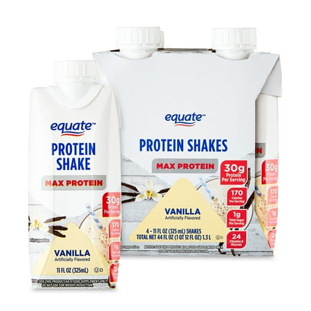 Equate Max Protein Nutrition Shake Vanilla Flavored 11 fl oz 4 Count 11/2026