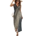 thumbnail image 2 of White Brick Wall, Brick Stone Wall Womens Night Club Maxi Dress V Neck Sleeveless Bohemia Long Dresses, 2 of 9